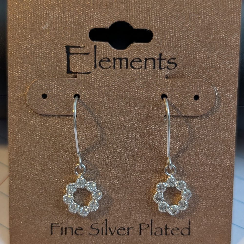 Element Silver Plated Flower Earrings